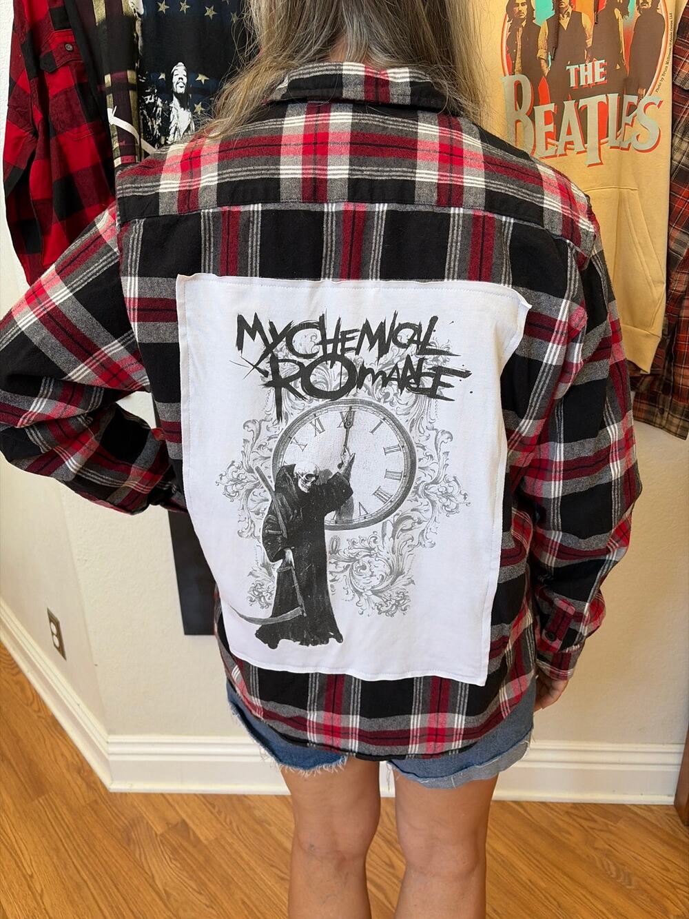 My Chemical Romance Upcycled Flannel Shirt Unisex XL X-large